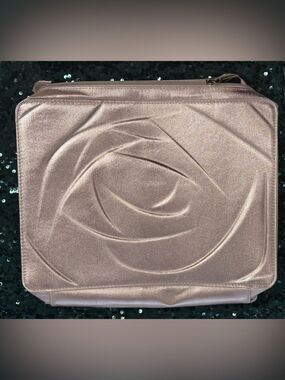 Lancôme- Elegant Rose-Embossed Satin Clutch - Rose Gold shimmer